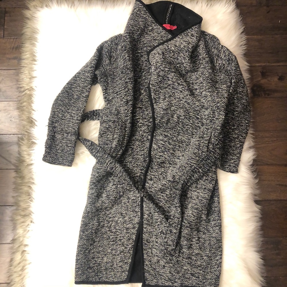 Belted waterfall coat